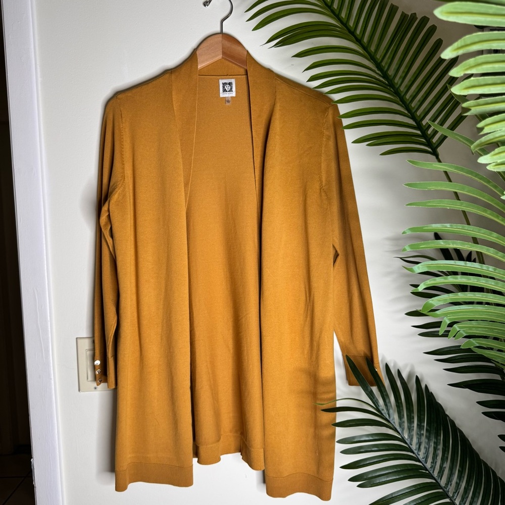 Anne Klein Caramel/Brown Open Front Cardigan